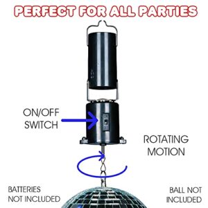 ArtCreativity Disco Ball Motor with Switch, Battery Powered Spinning Mirror Ball Motor For Hanging Disco Balls, Easy to Hang, Spins Smoothly, Great for Parties & Events, (Mirror Ball Not Included)