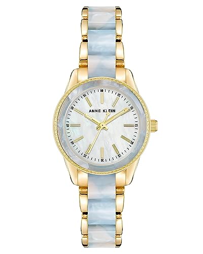 Anne Klein Women's Japanese Quartz Dress Watch with Plastic Strap, Blue, 12 (Model: AK/3212LBGB)