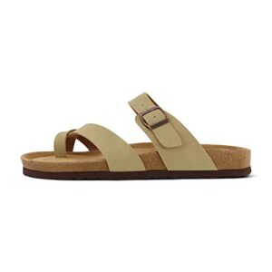 cushionaire men's luna-m cork footbed sandal with +comfort, taupe nubuck 11