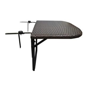 Oakland Living 52 BN Brown Indoor and Outdoor Foldable Wicker Metal Frame and Adjustable Clamps Balcony Table