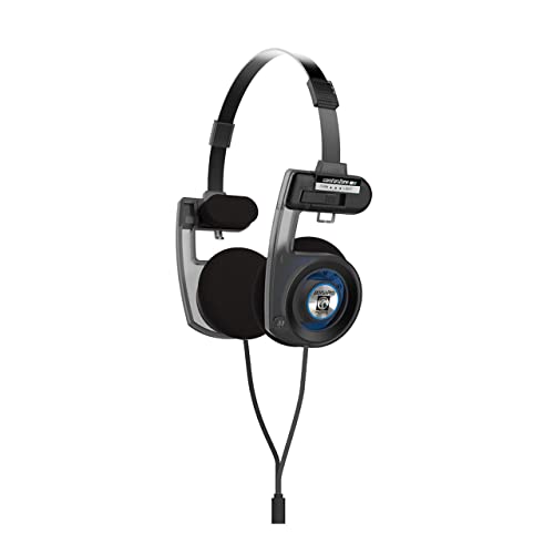 Koss Porta Pro Utility On-Ear Headphones, Detachable Interchangeable Cord System, Collapsible Design, Stealth Grey