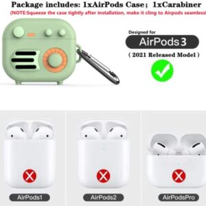 KAIJIA Cute Case for 2021 Apple AirPods 3rd Gen (Latest Model) with Keychain,Funny 3D Cartoon Retro Radio Designed,Shockproof Silicone Protective Cover for Kids Girl Women Boy Teens Men