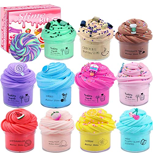 Butter Slime Kit for Girls and Boys 11pack with Scent,Stretchy and Non-Sticky,Stress Relief Toy,Birthday Gift and Party Favors