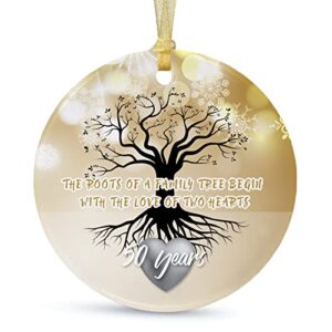 50th anniversary wedding ornament 2023 christmas hanging for couple,50 years as mr and mrs,xmas wedding gift for parents,ceramic ornament for 50th husband&wife married (2.9")