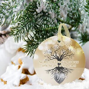 50th Anniversary Wedding Ornament 2023 Christmas Hanging for Couple,50 Years as Mr and Mrs,Xmas Wedding Gift for Parents,Ceramic Ornament for 50th Husband&Wife Married (2.9")