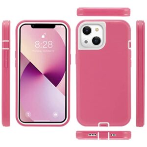 MAXCURY Designed for iPhone 13 Case para, Pink Shockproof Protective Phone Cases for Women, Drop Protection Heavy Duty Lightweight 2 in 1 Dual Layer Cover for Girls 6.1 Inch (Hot Pink/White)