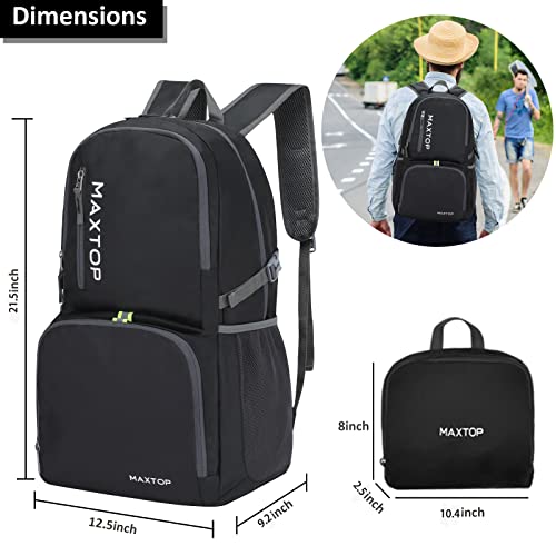 MAXTOP 30/40L Lightweight Packable Backpack for Hiking Traveling Camping Water Resistant Foldable Outdoor Travel Daypack (Black 50L, 50L)