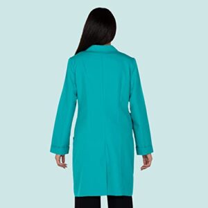 Veste Destiny Colored Women Lab Coat - 5 Pockets 38" Long Laboratory Coat - Female Medical & Science Labcoats 12 Colors in S,M,L with Adjustable Sleeve (Dark Green, Medium)