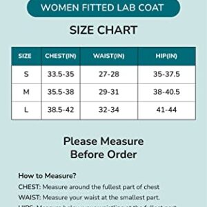 Veste Destiny Colored Women Lab Coat - 5 Pockets 38" Long Laboratory Coat - Female Medical & Science Labcoats 12 Colors in S,M,L with Adjustable Sleeve (Dark Green, Medium)