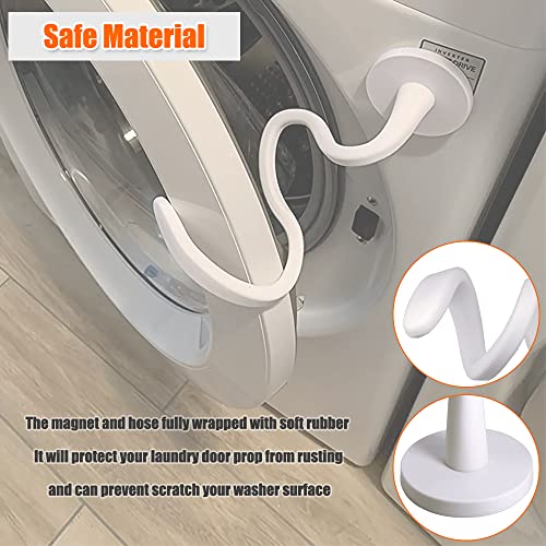 Front Load Washer Door Prop and Stopper - Magnetic Washing Machine Door Holder with 2.6-Inch Magnet Base, Removable Washer Door Stopper Keep Washer Door Open to Prevent Odors (White)