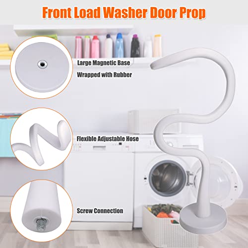 Front Load Washer Door Prop and Stopper - Magnetic Washing Machine Door Holder with 2.6-Inch Magnet Base, Removable Washer Door Stopper Keep Washer Door Open to Prevent Odors (White)