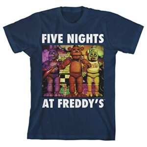 five nights at freddy's animatronic characters boy's navy t-shirt-xl