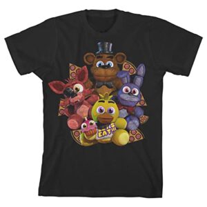 five nights at freddy's character plushies boy's black t-shirt-large