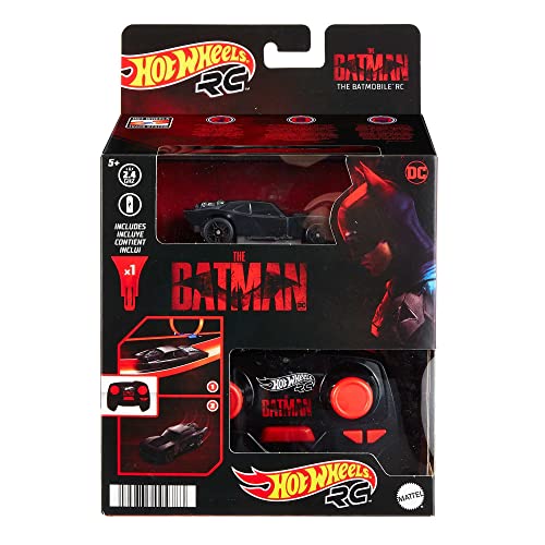 Hot Wheels Rc Batmobile From the Batman Movie in 1:64 Scale, Remote-Control Toy Car, Works On & Off Track