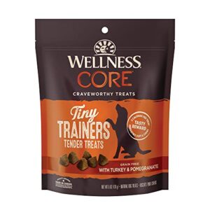wellness core soft tiny trainers (previously petite treats), natural grain-free dog treats for training, made with real meat, no artificial flavors (turkey & pomegranate, 6 ounce bag)