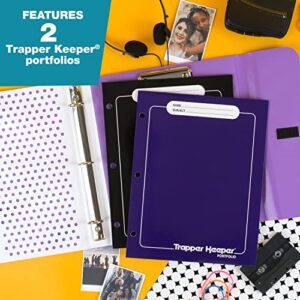 Trapper Keeper Binder, Retro Design, 1 Inch Binder, 2 Folders and Extra Pocket, Metal Rings and Spring Clip, Secure Storage, Palm Trees, Mead School Supplies (260038FDE1-ECM)
