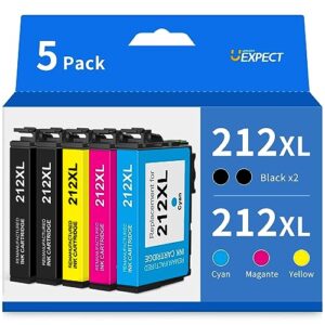 212 xl 212xl ink cartridges for epson printer remanufactured replacement for epson 212 212xl ink combo pack work with workforce wf-2850 wf-2830 expression home xp-4100 xp-4105 (5-pack)