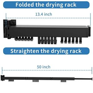 NPPLUS Clothes Drying Rack, Laundry Drying Rack Wall Mount, Metal Collapsible Clothes Hanger Racks, Clothing Drying Rack Foldable for Indoor Balcony, Laundry, Bathroom Space Saver (3 Fold，Hooks)