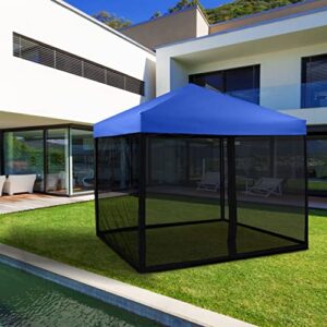 IJIALIFE Mosquito Net with Zipper for 10' x 10' Patio Gazebo Canopy and Tent, Zippered Mesh Sidewalls Screen Walls for Outdoor Camping and Garden (Black, Mosquito Net Only)