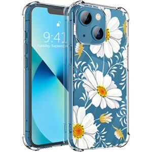 maycari for iphone 13 mini case trendy little daisy flowers, artistic aesthetic print pattern design clear tpu phone cases soft flexiable slim protective cases, anti-scratch shock absorbing