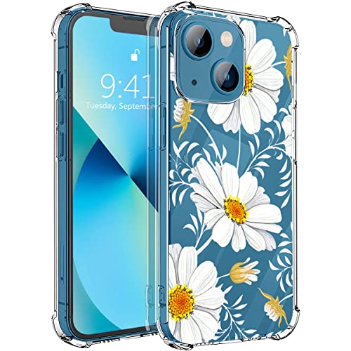 MAYCARI for iPhone 13 Mini Case Trendy Little Daisy Flowers, Artistic Aesthetic Print Pattern Design Clear TPU Phone Cases Soft Flexiable Slim Protective Cases, Anti-Scratch Shock Absorbing