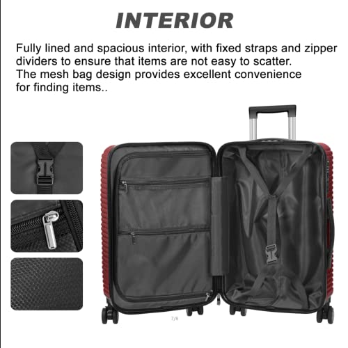 JZRSuitcase 3 peice Luggage Set, PC+ABS Suitcase Hardshell with Spinner Wheels TSA Lock for Travel, 20/24/28 Inch.