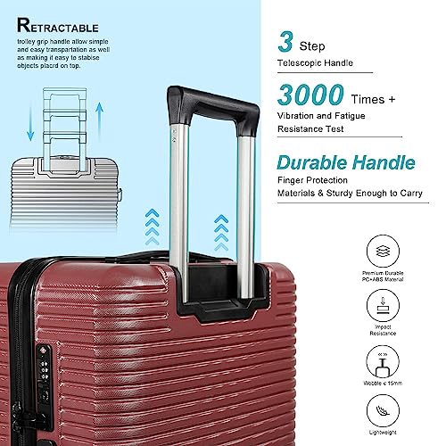 JZRSuitcase 3 peice Luggage Set, PC+ABS Suitcase Hardshell with Spinner Wheels TSA Lock for Travel, 20/24/28 Inch.