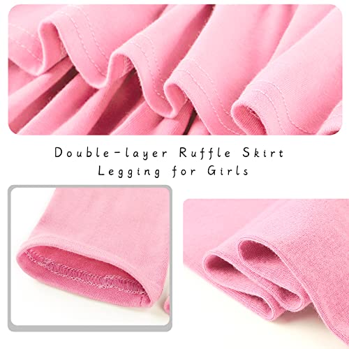 Witwot Girls Leggings with Skirt Toddler Tutu Pants Tights 5-6 Years Pink