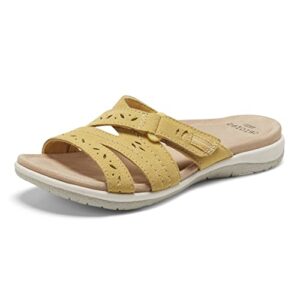 Earth Origins Women’s Shantel Sandal I Sustainable, Slip Resistant Everyday Sandal - Lemon Yellow - 7.5 Wide