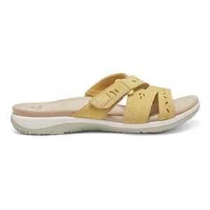 Earth Origins Women’s Shantel Sandal I Sustainable, Slip Resistant Everyday Sandal - Lemon Yellow - 7.5 Wide