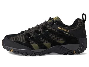 merrell men's alverstone wp hiking shoe, black/olive, 10.5