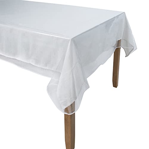 Home Details Oblong Tablecloth Protector | 60” x 120” | Kitchen | Durable Construction | Crystal Clean Vinyl