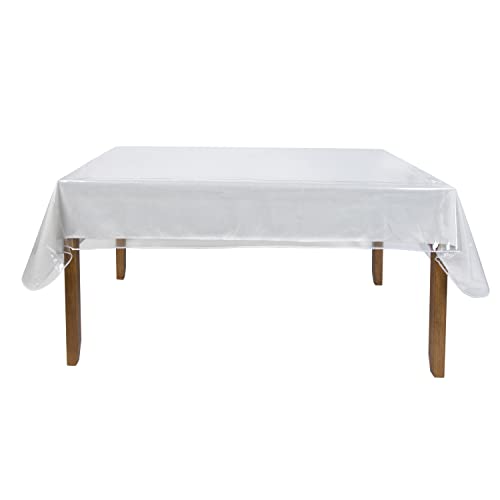 Home Details Oblong Tablecloth Protector | 60” x 120” | Kitchen | Durable Construction | Crystal Clean Vinyl