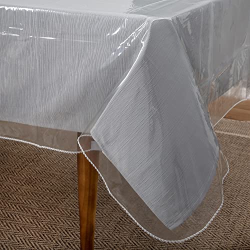 Home Details Oblong Tablecloth Protector | 60” x 120” | Kitchen | Durable Construction | Crystal Clean Vinyl