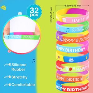 30 Packs Birthday Crowns Party Hats Colorful Birthday Hats and 32 Pcs Happy Birthday Rubber Bracelets Colored Silicone Stretch Wristbands for Kids Family Birthday Classroom School VBS Party Supplies