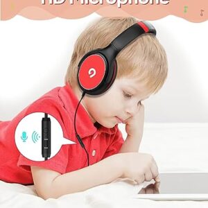 ADOOPE Kids Headphones with Safe 85dB/94dB Volume Limiter for Teen and Boys, Foldable HD Stereo Sound Headphones PC/fire Tablet/iPad, Headphones with Microphone for School, Travel and Home