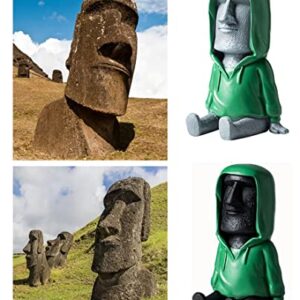 ZKSYLSM Easter Island Moai Statue Decor,Resin Imitation Stone Statue Figurine Sculpture,Pen Holder, Mobile Phone Holder,Decor Desktop,Bookshelf,Tabletop (Black)