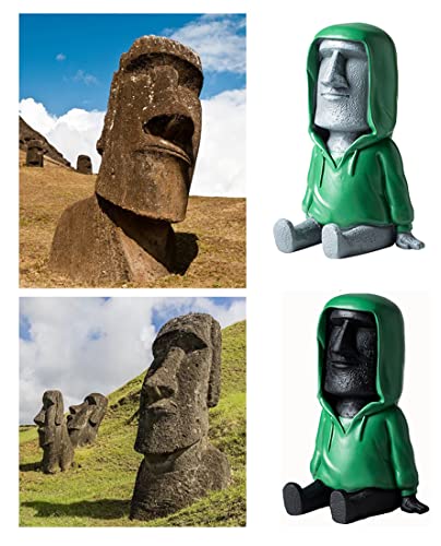 ZKSYLSM Easter Island Moai Statue Decor,Resin Imitation Stone Statue Figurine Sculpture,Pen Holder, Mobile Phone Holder,Decor Desktop,Bookshelf,Tabletop (Black)