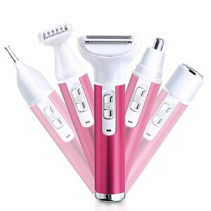 electric razor for women removal for body nose hair trimmer face shavers eyebrow legs armpit bikini area pubic underarms painless rechargeable portable 5 in 1 womens razors set
