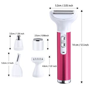 Electric Razor for Women Removal for Body Nose Hair Trimmer Face Shavers Eyebrow Legs Armpit Bikini Area Pubic Underarms Painless Rechargeable Portable 5 in 1 Womens Razors Set