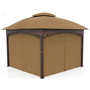 gazebo universal replacement privacy curtain 4-panels sidewall with zipper (only curtain) (10' x 12', khaki)
