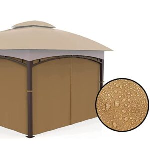 Gazebo Universal Replacement Privacy Curtain 4-Panels sidewall with Zipper (ONLY Curtain) (10' x 12', Khaki)