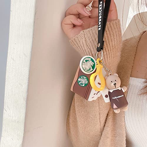 ZBDLXMD Compatible with AirPods 3rd Generation case,(2021 Release) Cute 3D Cartoon Kawaii Funny Fun Airpods 3 case, esigned with Drink Cup Keychain for Apple AirPods 3 Charging Case(Brown Coffee Cup)