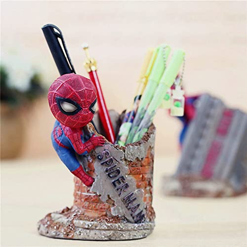 YXuan Spider-man Pencil Holder,MultiFunctional Simplicity Desktop Office Pen Container Desk Decorations Man boy Girls Gadgets Stationery Storage Box Unique Gifts for Spiderman Fans (Round shape)