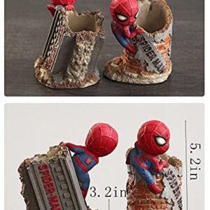 YXuan Spider-man Pencil Holder,MultiFunctional Simplicity Desktop Office Pen Container Desk Decorations Man boy Girls Gadgets Stationery Storage Box Unique Gifts for Spiderman Fans (Round shape)