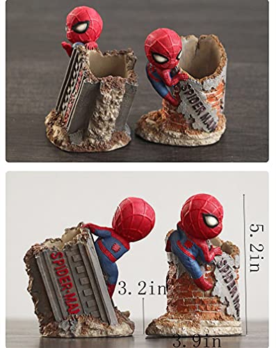 YXuan Spider-man Pencil Holder,MultiFunctional Simplicity Desktop Office Pen Container Desk Decorations Man boy Girls Gadgets Stationery Storage Box Unique Gifts for Spiderman Fans (Round shape)