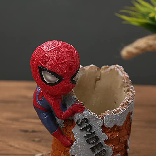 YXuan Spider-man Pencil Holder,MultiFunctional Simplicity Desktop Office Pen Container Desk Decorations Man boy Girls Gadgets Stationery Storage Box Unique Gifts for Spiderman Fans (Round shape)