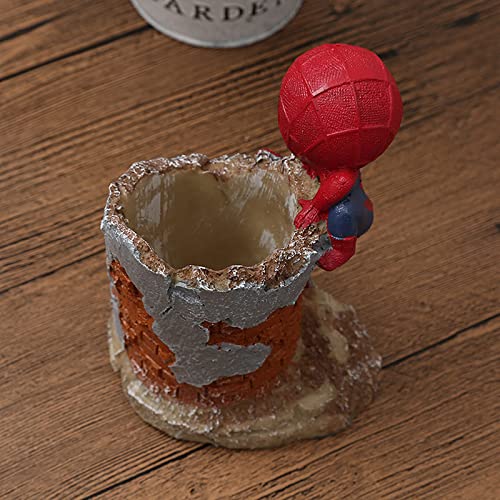 YXuan Spider-man Pencil Holder,MultiFunctional Simplicity Desktop Office Pen Container Desk Decorations Man boy Girls Gadgets Stationery Storage Box Unique Gifts for Spiderman Fans (Round shape)