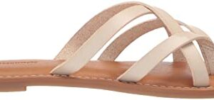 Amazon Essentials Women's Strappy Slide Flat Sandal, Light Beige, 8