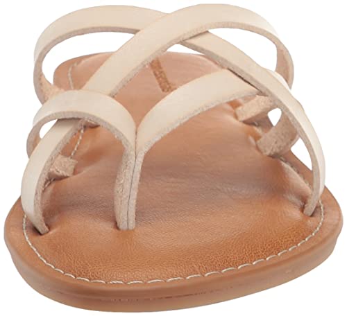 Amazon Essentials Women's Strappy Slide Flat Sandal, Light Beige, 8